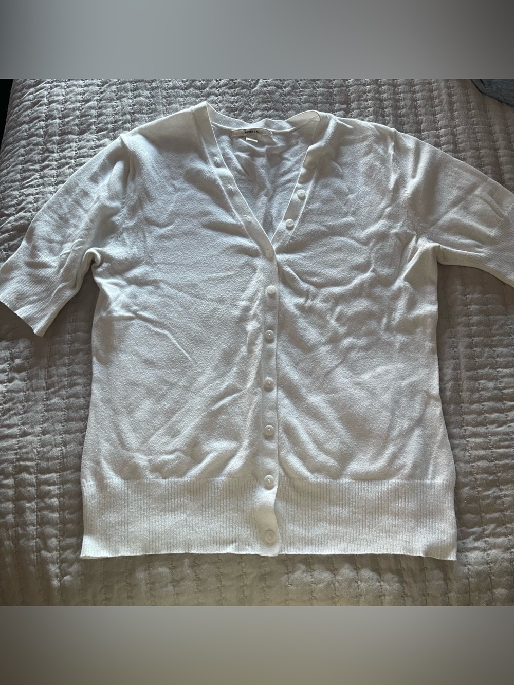 Merona White Short Sleeve Knit Cotton Cardigan